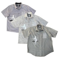 three men's shirts with different designs on them